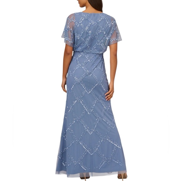 Adrianna Papell French blue beaded blouson gown formal mother of  bride NWT  14W - Picture 3 of 9